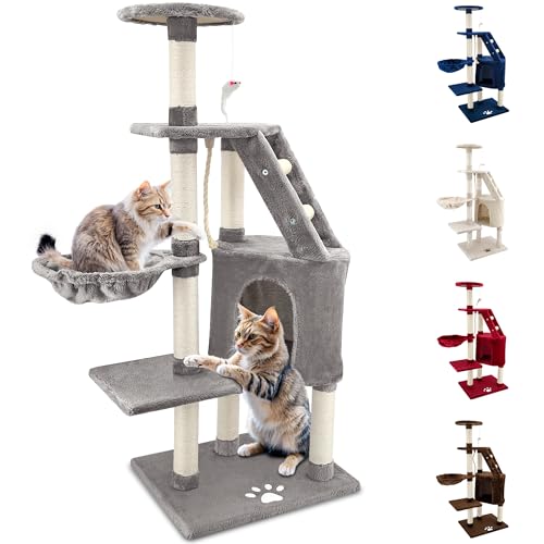 Beltom® KRATZBAUM KATZENKRATZBAUM KLETTERBAUM KATZENBAUM SPIELBAUM Park Spiele H. 120 cm - Grau von Beltom
