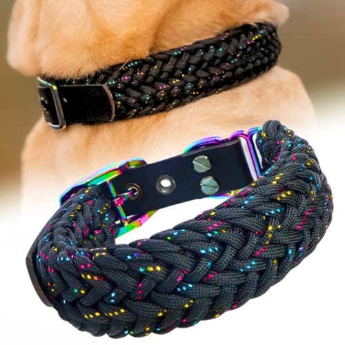 Ben&Bruno Hundehalsband | Breit & Verstellbar | 100% Handgefertigt | Robust, Sicher & Langlebig | Starkes Paracord Halsband | Halsbänder für Kleine, Mittelgroße & Große Hunde | Schwarz - L Ben&Bruno Hundehalsband | Breit & Verstellbar | 100% Handgefertigt | Robust, Sicher & Langlebig | Starkes Paracord Halsband | Halsbänder für Kleine, Mittelgroße & Große Hunde | Schwarz - L von Ben&Bruno