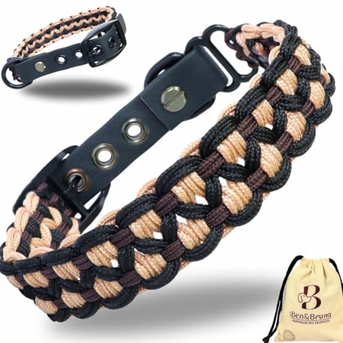 Ben&Bruno Hundehalsband | Breit & Verstellbar | 100% Handgefertigt | Robust, Sicher & Langlebig | Starkes Paracord Halsband | Halsbänder für Kleine, Mittelgroße & Große Hunde | Weiß - S Ben&Bruno Hundehalsband | Breit & Verstellbar | 100% Handgefertigt | Robust, Sicher & Langlebig | Starkes Paracord Halsband | Halsbänder für Kleine, Mittelgroße & Große Hunde | Weiß - S von Ben&Bruno