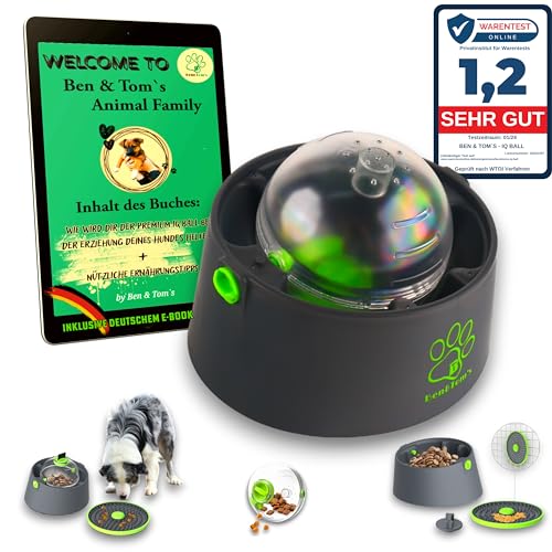 Ben & Tom's® Premium IQ Ball | PERFEKTE Kombination aus Slow Feeder und Intelligenzspielzeug für Hunde | 5 in 1 interaktives Hundespielzeug | fördert die Denkleistung und Gewichtskontrolle | NEU von Ben & Tom`s