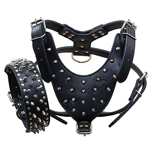 Benala Hundegeschirr und Halsband aus Leder, strapazierfähig, für Pitbulls, Deutscher Schäferhund, Golden Retriever von Benala