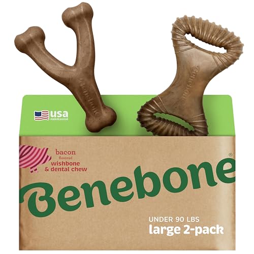 Benebone 2-Pack Indestructible Dental Chew/Wishbone for Aggressive Chewers, Long Lasting Tough Boredom Breaker for Dogs, Real Bacon Flavour, For Large Dogs, Made in the USA. Benebone 2-Pack Indestructible Dental Chew/Wishbone for Aggressive Chewers, Long Lasting Tough Boredom Breaker for Dogs, Real Bacon Flavour, For Large Dogs, Made in the USA. von Benebone