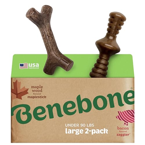 Benebone 2-Pack Indestructible Maplestick/Zaggler for Aggressive Chewers, Long Lasting Tough Boredom Breaker for Dogs, Real Bacon and Maple Wood Flavour, For Large Dogs, Made in the USA. Benebone 2-Pack Indestructible Maplestick/Zaggler for Aggressive Chewers, Long Lasting Tough Boredom Breaker for Dogs, Real Bacon and Maple Wood Flavour, For Large Dogs, Made in the USA. von Benebone