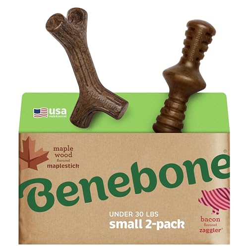 Benebone 2-Pack Indestructible Maplestick/Zaggler for Aggressive Chewers, Long Lasting Tough Boredom Breaker for Dogs, Real Bacon and Maple Wood Flavour, For Small Dogs, Made in the USA. Benebone 2-Pack Indestructible Maplestick/Zaggler for Aggressive Chewers, Long Lasting Tough Boredom Breaker for Dogs, Real Bacon and Maple Wood Flavour, For Small Dogs, Made in the USA. von Benebone
