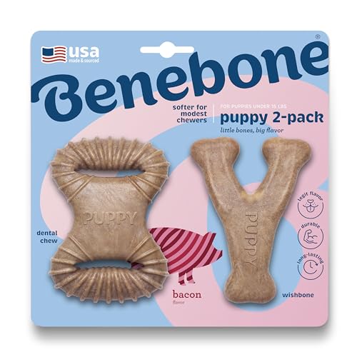 Benebone Stofftierknochen für Welpen, 2er-Pack, geeignet für mäßiges Kauen von Benebone