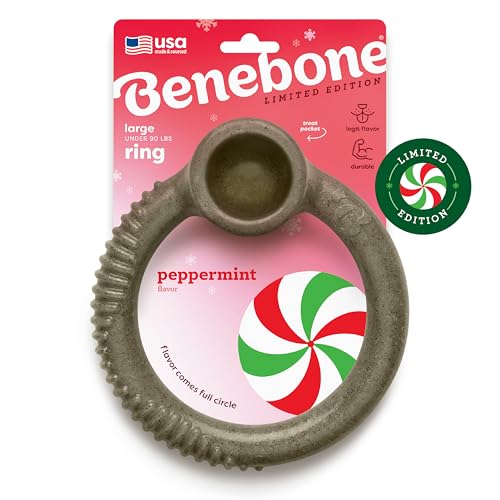 Benebone Pfefferminzring - Limited Edition Holiday Flavor, langlebiges Kauspielzeug für aggressive Kauer, hergestellt in den USA, groß von Benebone