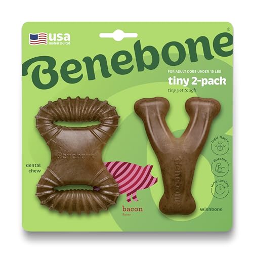 Benebone Winziger 2er-Pack langlebiger Zahnkau-/Querlenker für Aggressive Kauer, echter Speck Benebone Winziger 2er-Pack langlebiger Zahnkau-/Querlenker für Aggressive Kauer, echter Speck von Benebone