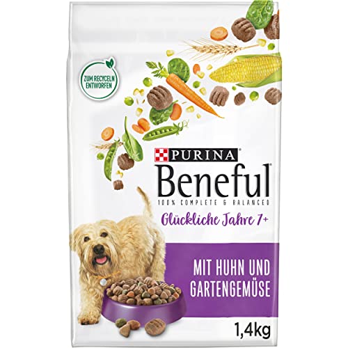 Benful Glückliche Jahre 7+ Senior Hundefutter trocken, mit Huhn und Gartengemüse, 6er Pack (6 x 1,4kg) von Beneful