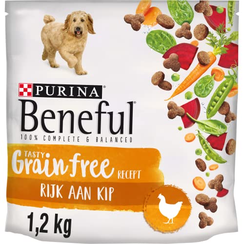 Beneful Getreidefreies Hundefutter, getreidefreie Hundebrocken Reich an Huhn mit Gemüse 1,2kg - 3 Beutel (3,6kg) von Beneful