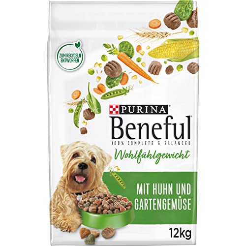 Beneful Wohlfühlgewicht Hundefutter trocken, mit Huhn und Gartengemüse, 1er Pack (1 x 12kg) von Beneful