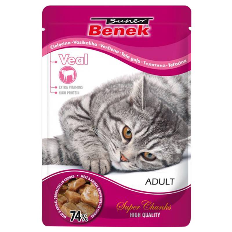 Sparpaket Super Benek Super Chunks 48 x 100 g - Kalb in Sauce Sparpaket Super Benek Super Chunks 48 x 100 g - Kalb in Sauce von Benek