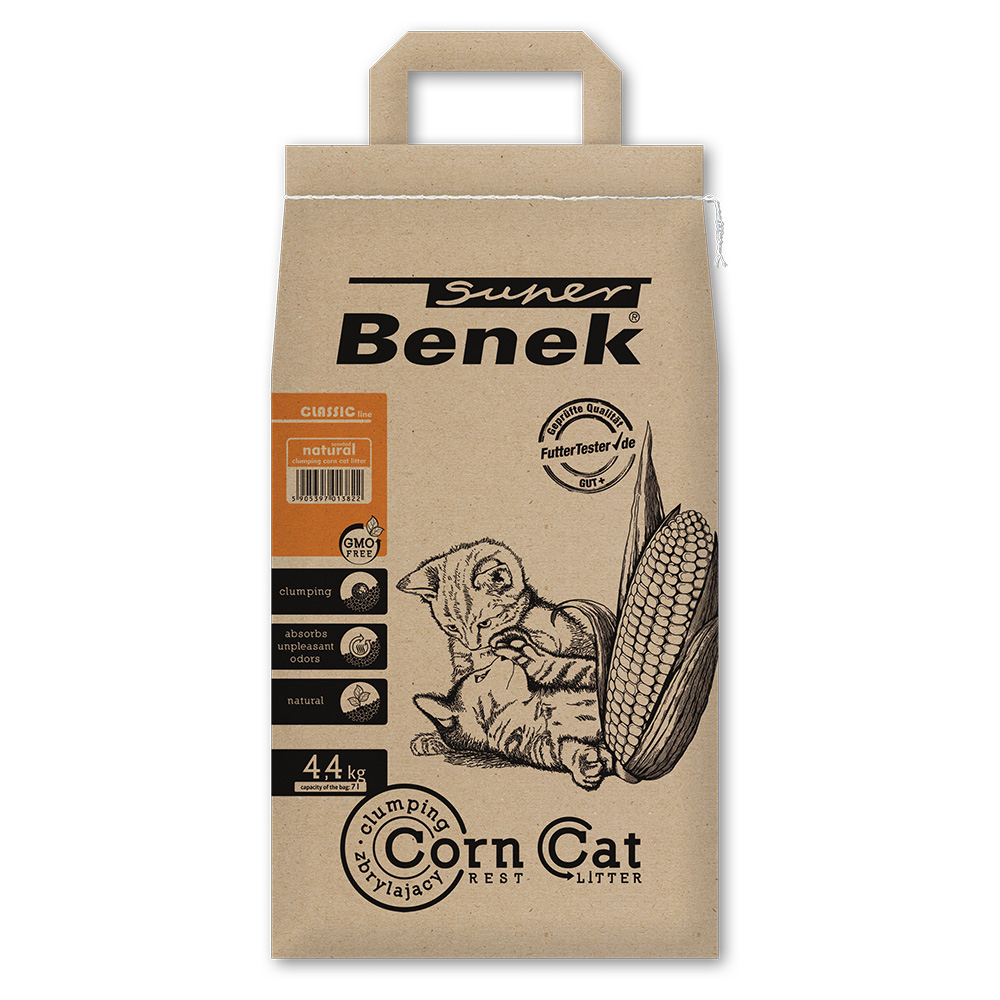 Super Benek Corn Cat Natural - Sparpaket: 3 x 7 l (ca. 13,2 kg) von Benek