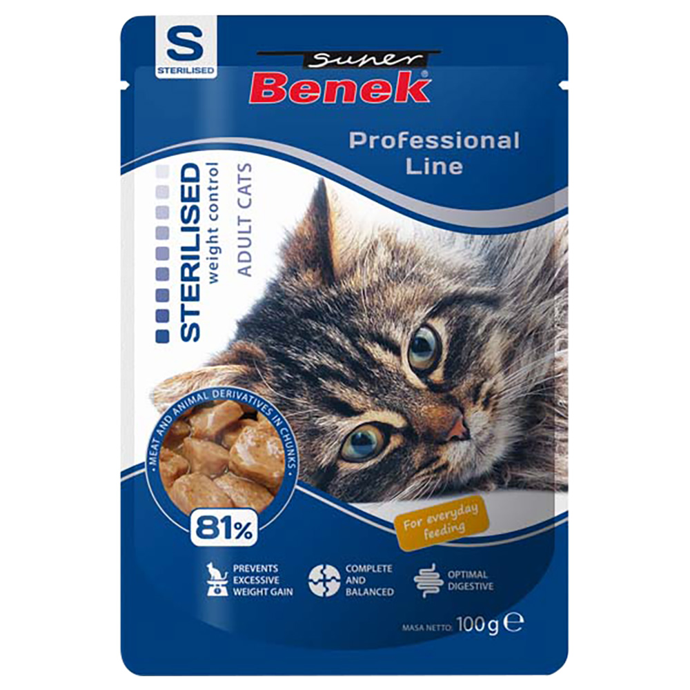 Super Benek Professional Line Sterilized Adult 24 x 100 g - Geflügel Super Benek Professional Line Sterilized Adult 24 x 100 g - Geflügel von Benek