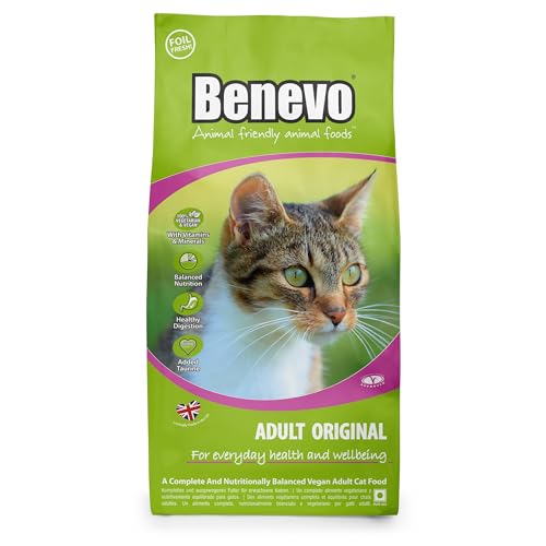Benevo Katzenfutter vegan trocken (2kg), Pflanzliches Trockenfutter für Katzen mit essentiellen Nährstoffen und Vitaminen A, B, D, E und K, Genehmigt von PETA und der Vegan Society UK von Benevo