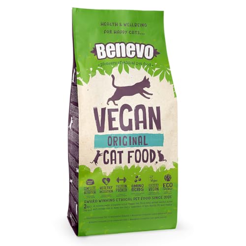 Benevo Katzenfutter vegan trocken (2kg), Pflanzliches Trockenfutter für Katzen mit essentiellen Nährstoffen und Vitaminen A, B, D, E und K, Genehmigt von PETA und der Vegan Society UK von Benevo