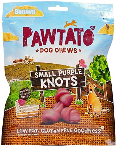 Benevo Pawtato Kauspielzeug für Hunde, kleine violette Knoten, 150 g, 4 Stück von Benevo