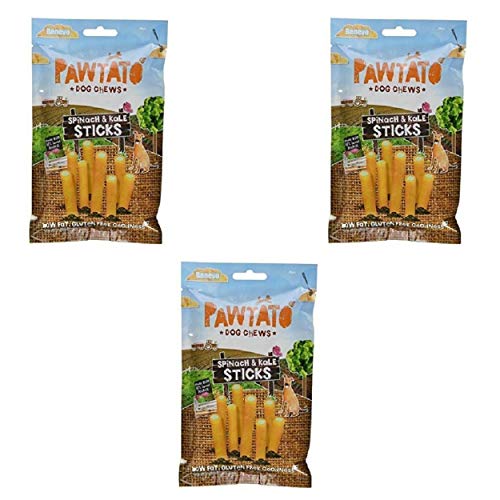 Benevo Pawtato Spinat & Kohl Sticks Süßkartoffel & Reis, Kauspielzeug für Hunde, 120 g, 3 Stück Benevo Pawtato Spinat & Kohl Sticks Süßkartoffel & Reis, Kauspielzeug für Hunde, 120 g, 3 Stück von Benevo