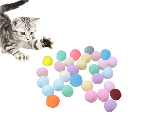 Benixmidart Katzenbälle, 3 cm, federnde Katzenbälle in zufälliger Farbe, weiches Katzenspielzeug, interaktiv für Indoor-Katzen, um Angst zu reduzieren, Spaß zu haben und fit zu bleiben, 30 Stück (A) von Benixmidart