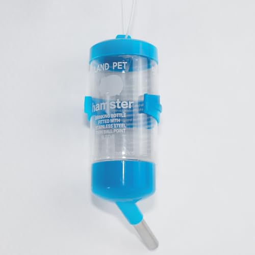 Benixmidart Meerschweinchen-Wasserflasche, kein Tropfen, Kunststoff-Hamster-Wasserflasche mit Befestigungsschnalle, Hamsterkäfig-Zubehör, hängende Wasserflasche, Hamster-Wasserspender (Blau, 80 ml) von Benixmidart