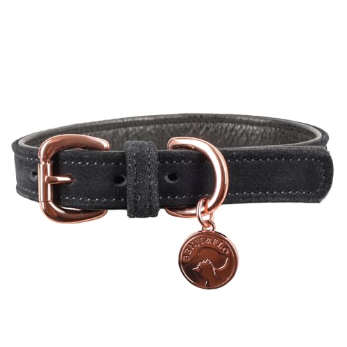 Benji & Flo Noble Hundehalsband aus Wildleder, Größe M, Marineblau / Roségold Benji & Flo Noble Hundehalsband aus Wildleder, Größe M, Marineblau / Roségold von Benji & Flo