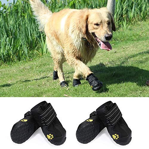 Benkeg Dog Shoes,Hundeschuhe Stiefel wasserdichte Schuhe für Hunde mit reflektierendem Riemen Robuster Rutschfester Sohle Pet Paw Protectors 4 PCS von Benkeg