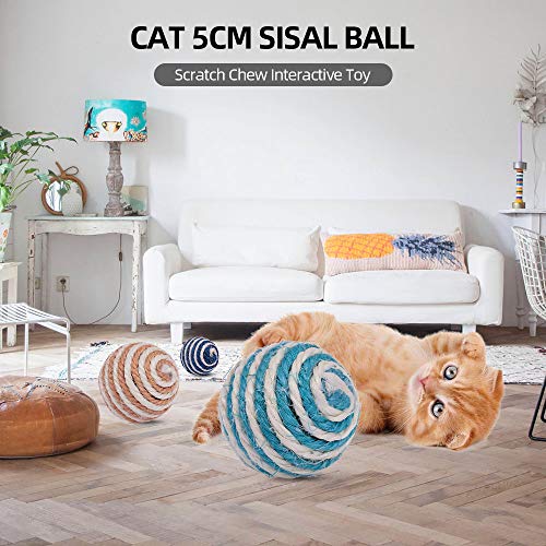 Benkeg Katzen Sisal Spielzeug,Katzenspielzeug Sisal Ball 5CM Katzenkratzer Kauen Interaktives Spielzeug für Katzen Kätzchen Haustier von Benkeg