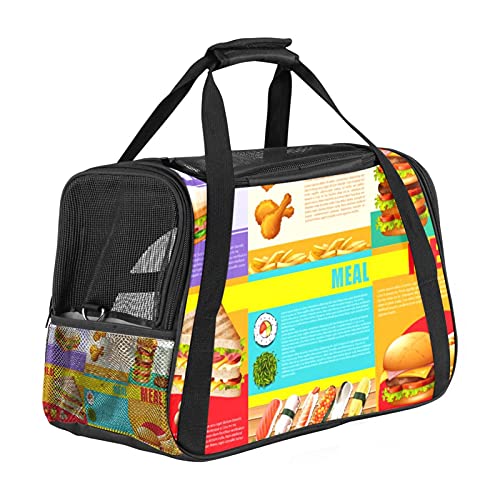 Fastfood Reisegepäcktasche für Haustiere, von Fluggesellschaften zugelassen, tragbar, weiche Seiten, für kleine und mittelgroße Hunde und Katzen von Bennigiry
