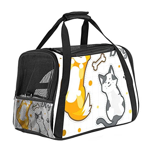 Haustier-Reisetasche, tragbar, für Welpen, Katzen, leicht zu tragen, weiche Seiten, Netz-Tragetasche, starke Atmungsaktivität, 43,2 x 25,4 x 30,6 cm, für Katzen und Hunde, zum Schlafen von Bennigiry
