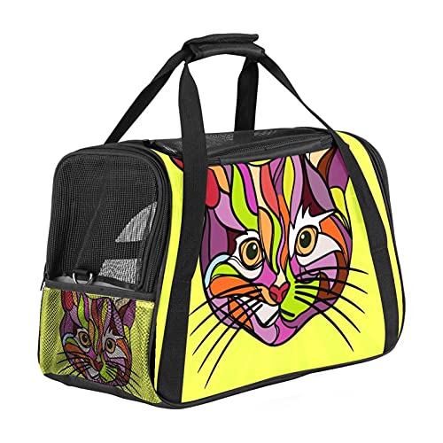 Haustier-Reisetasche für Welpen, Katzen, leicht zu tragen, weiche Seiten, Netz-Tragetasche, starke Atmungsaktivität, 43,2 x 25,4 x 20,4 cm, Pop-Art von Bennigiry