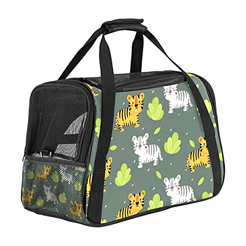 Haustier-Reisetasche für Welpen, Katzen, leicht zu tragen, weiche Seiten, Netz-Tragetasche, starke Atmungsaktivität, 43,2 x 25,4 x 20,4 cm, Tigermuster von Bennigiry
