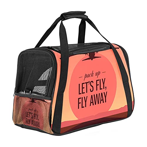 Haustier-Reisetasche für Welpen, Katzen, leicht zu tragen, weiche Seiten, Netz-Tragetasche, starke Atmungsaktivität, 43,2 x 25,4 x 30,6 cm, Let's Fly an Airplane von Bennigiry