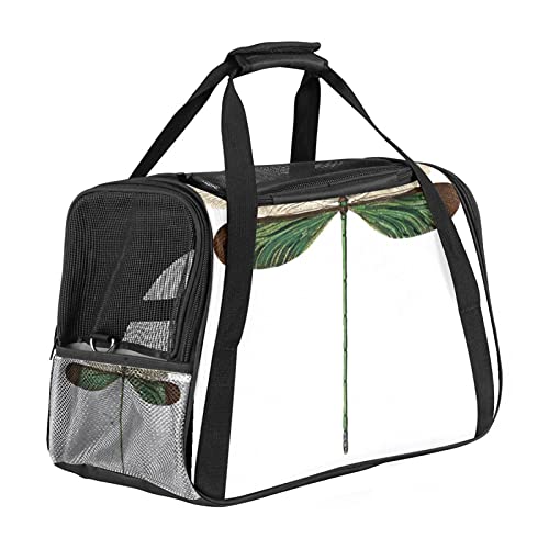 Haustier-Reisetasche für Welpen, Katzen, leicht zu tragen, weiche Seiten, Netz-Tragetasche, starke Atmungsaktivität, 43,2 x 25,4 x 30,6 cm, schöne Libelle von Bennigiry