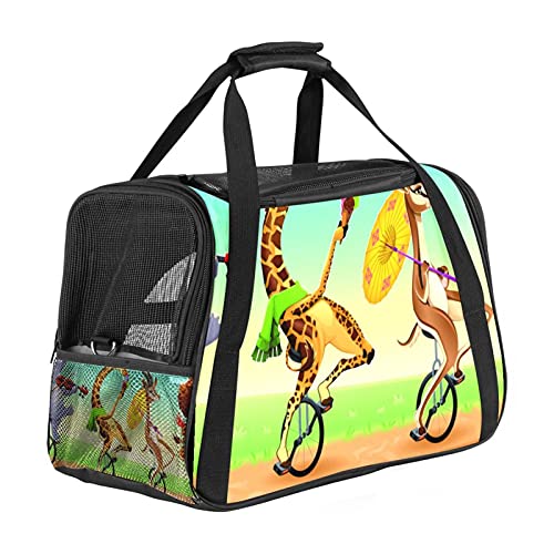Haustier-Reisetasche für Welpen, Katzen, leicht zu transportieren, weiche Seiten, Netz-Tragetasche, starke Atmungsaktivität, 43,2 x 25,4 x 30,6 cm, Tier-Löwe lustig von Bennigiry