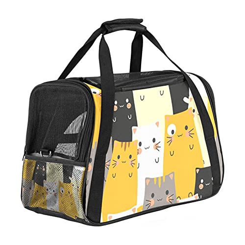 Katzentragetasche für Hunde und Katzen, weich, Netzgewebe, belüftetes Design mit doppeltem Reißverschluss, schützt die Sicherheit für Haustiere, Anzug für Wandern, Reisen, Outdoor von Bennigiry