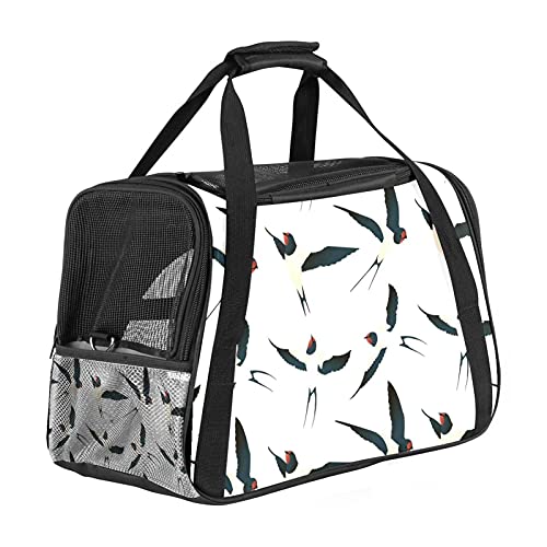 Pretty Swallows Transporttasche für Katzen und Hunde, mit weichem Netzgewebe, belüftetes Design mit doppeltem Reißverschluss, schützt die Sicherheit für Haustiere, Anzug für Wandern, Reisen, Outdoor von Bennigiry