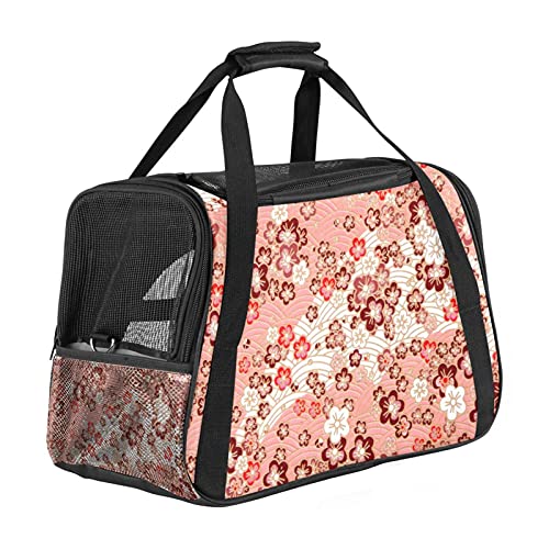 Transporttasche für Hunde und Katzen, mit verstellbarem Schultergurt, japanische Blumen von Bennigiry
