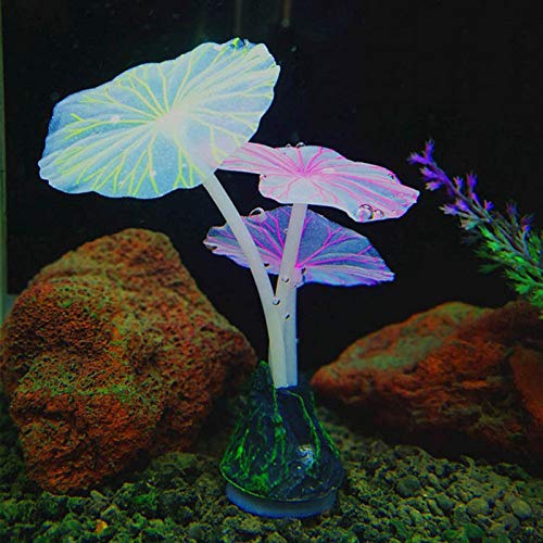 Benoon Aquarium-Dekoration aus Kunstharz, Aquarium-Dekoration, Silikon-simulierte Wasserpflanze, fluoreszierend, mit Saugnapf, zufällige Farbe von Benoon