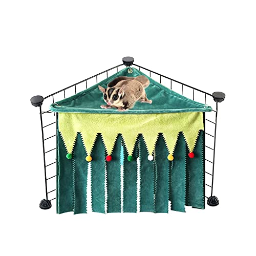 Benoon Meerschweinchen-Höhle Bett Hamster Hängematte Dreiseitige Quaste Haustier Versteck atmungsaktiv kleine Tiere Eckversteck für Frettchen – Grün von Benoon