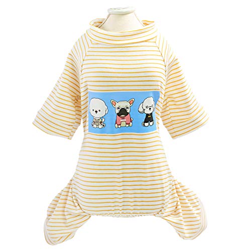 Haustier-Hunde-Weste, Wintermantel, Hundepullover, weich, warm, für Frühling und Sommer, gestreiftes Muster, vierbeiniges T-Shirt für Welpen, Hauskleidung, Hundekleidung – Gelb M Haustier-Hunde-Weste, Wintermantel, Hundepullover, weich, warm, für Frühling und Sommer, gestreiftes Muster, vierbeiniges T-Shirt für Welpen, Hauskleidung, Hundekleidung – Gelb M von Benoon