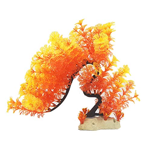 Korallen-Aquarium-Dekoration für Aquarien, bunt, Drache, biegsam, Kunststoff, Blume, Aquarium, künstliche Ornamente – Orange von Benoon