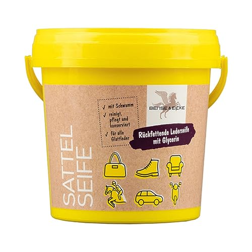 B & E Sattelseife mit Schwamm, 1000 ml reinigt pflegt konserviert | Lederseife Lederreinigung |Saddle Soap | Savon Pour Selle Avec eponge von Guoml