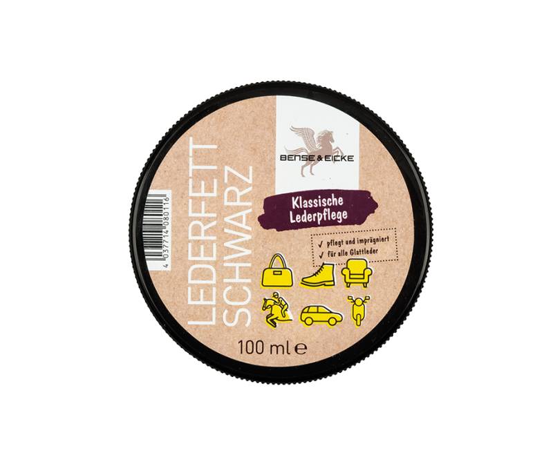 Bense & Eicke Lederfett schwarz 100ml Schwarzes Lederfett für Glattleder von Bense & Eicke