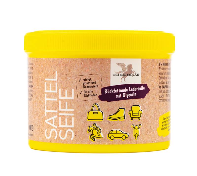 Bense & Eicke Sattelseife mit Schwamm 500 ml Rückfettende Pflege von Bense & Eicke