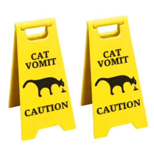 Benssey Modisches, Lustiges Schild mit der Aufschrift Katzenkotze, Leuchtend Gelb, Als Geschenk, Warnschild, Katzenkotzeschild für Katzenliebhaber von Benssey