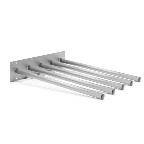 Stahl Schabrackenhalter mit 5 Armen, 50 cm Breite, 58 cm Auslegertiefe, Silber Pulverbeschichtet, Gummikappen von Bentatec