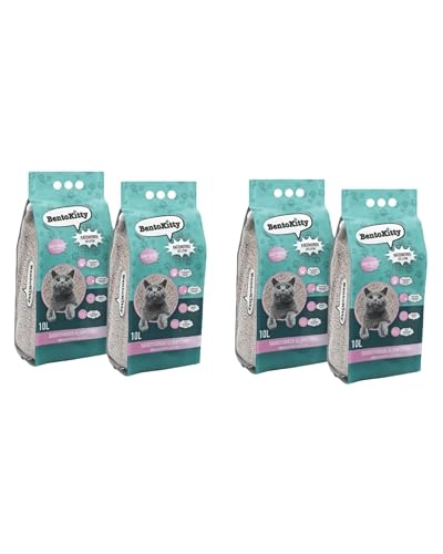 BentoKitty Katzenstreu (40L, 2 x 2er Pack) mit Babypuder Duft, Klumpend, weiß, feinkörnig, Klumpstreu aus Bentonite, für Sensitive Katzenpfoten geeignet von BentoKitty