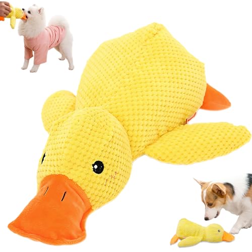 Beojonvy Interaktives Hundespielzeug Unzerstörbar, Anti Stress Ente Hund, Quietschspielzeug Hund Kuscheltier, Ente für Hunde, Dog Toys für Kleine, Mittlere, Große Hunde-Gelbe L von Beojonvy