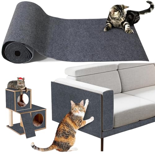 Beojonvy Selbstklebend Kratzmatte Katze 200x40 cm, Kratzschutz-Sofa-Katze, kratzteppich Katze, Trimmbarer Kratzteppich für Wände, Katzen Kratzbretter und Möbel Schutz (Dunkelgrau) von Beojonvy