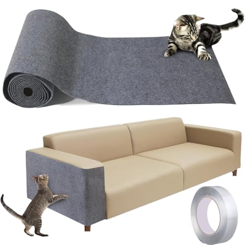 Beojonvy Kratzmatte-Selbstklebend, DIY Kratzmatte für Katzen, Teppich Kratzmatte Katze, Kratzwand Kratzschutz Geeignet für Sofas, Wände und Möbel (Dunkelgrau,40 cm x 200 cm) von Beojonvy