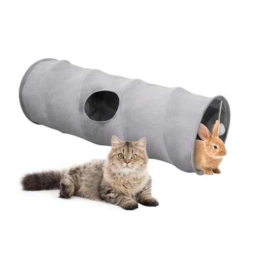 Beowanzk Katzentunnel für Indoor-Katzen und Kaninchen, zusammenklappbarer Katzentunnel aus Wildleder, Katzenspieltunnel, Katzenspielhaus (S) von Beowanzk